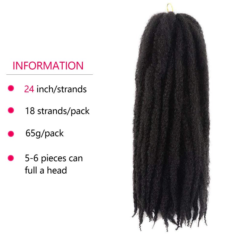 ROKTRESS Marley Twist Braiding Hair - 24 Inch, 6 Packs, Afro, Faux Locs, Spring Twist, Butterfly Locs, Synthetic - Image 3